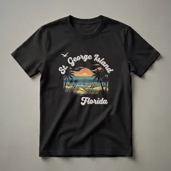 Retro St. George Island Florida Sunset Beach Graphic T-Shirt
