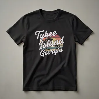 Retro Tybee Island Georgia Beach Sunset Graphic T-Shirt
