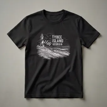 Vintage Tybee Island Georgia Lighthouse Sketch Art T-Shirt