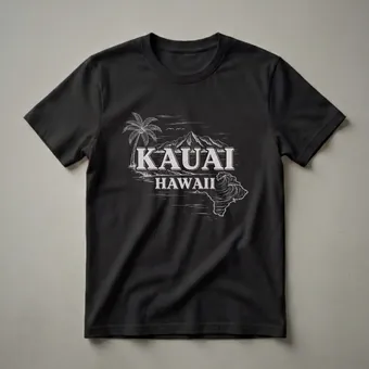 Vintage Kauai Hawaii Drawing Art Graphic T-Shirt for Island Lovers