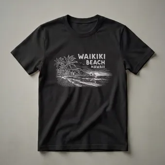 Vintage Waikiki Beach Hawaii Surfer Graphic T-Shirt