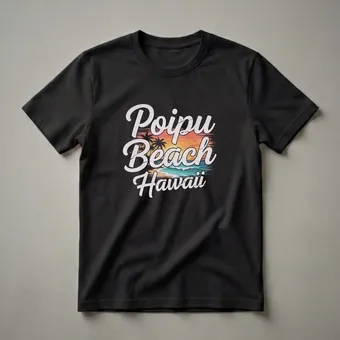 Retro Poipu Beach Hawaii Sunset Graphic T-Shirt for Island Lovers