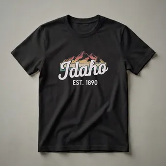 Retro Idaho Est. 1890 Mountain Sunset Graphic T-Shirt