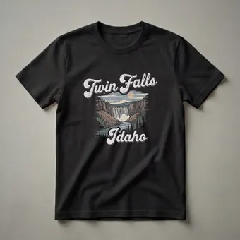 Retro Twin Falls Idaho Waterfall Graphic T-Shirt for Travelers