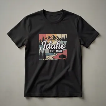 Retro Idaho Est. 1890 Mountain Bison Graphic T-Shirt