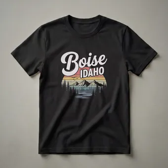 Retro Boise Idaho Mountain Sunset Graphic T-Shirt for Travelers