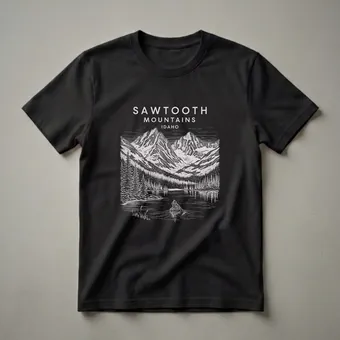 Sawtooth Mountains Idaho Vintage Landscape Graphic T-Shirt