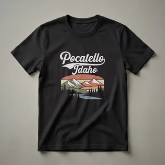 Retro Pocatello Idaho Mountain River Graphic T-Shirt