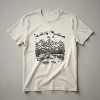 Sawtooth Mountains Idaho Sketch Graphic T-Shirt for Nature Lovers