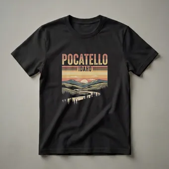 Retro Pocatello Idaho Sunset Landscape Graphic T-Shirt