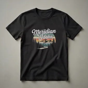 Retro Meridian Idaho Mountain Sunset Graphic T-Shirt