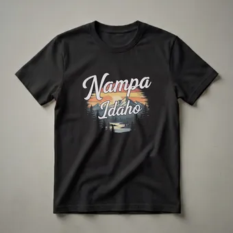 Retro Nampa Idaho Mountain Sunset Graphic T-Shirt