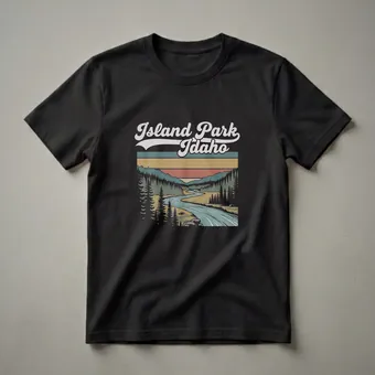 Retro Island Park Idaho Landscape Graphic T-Shirt