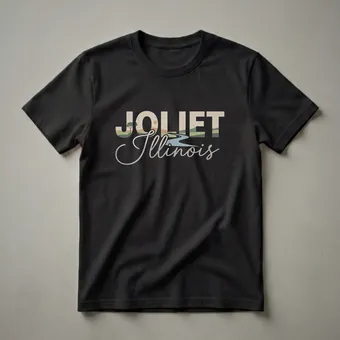 Retro Joliet Illinois Landscape Graphic T-Shirt for State Pride