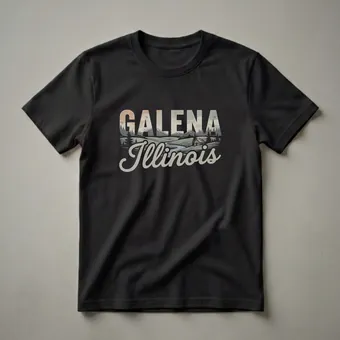 Retro Galena Illinois Landscape Graphic T-Shirt for State Pride