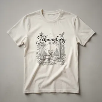 Schaumburg Illinois Deer Forest Sketch Art T-Shirt