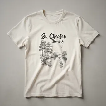 St. Charles Illinois Sketch Landscape Graphic T-Shirt for Residents