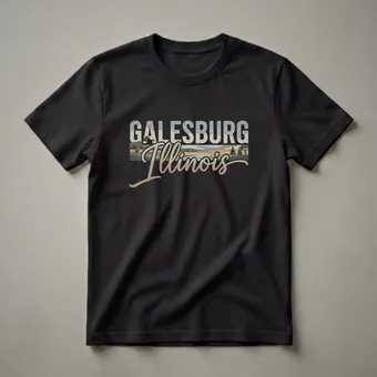 Retro Galesburg Illinois Landscape Graphic T-Shirt for State Pride
