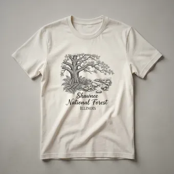 Shawnee National Forest Illinois Sketch Art T-Shirt for Nature Lovers