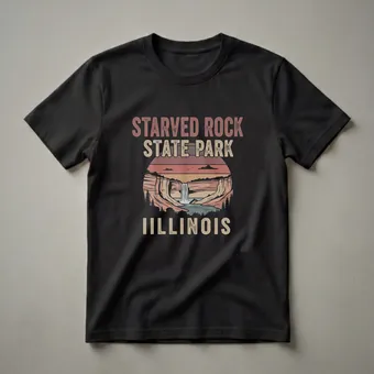 Retro Starved Rock State Park Illinois Waterfall Graphic T-Shirt