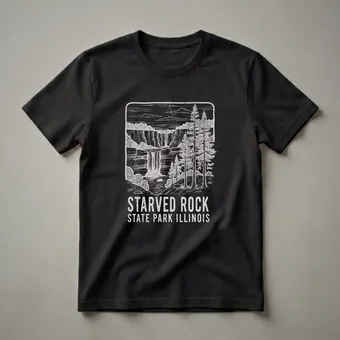 Starved Rock State Park Illinois Waterfall Graphic T-Shirt
