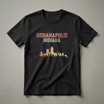 Retro Indianapolis Indiana Skyline Graphic T-Shirt for Hoosiers