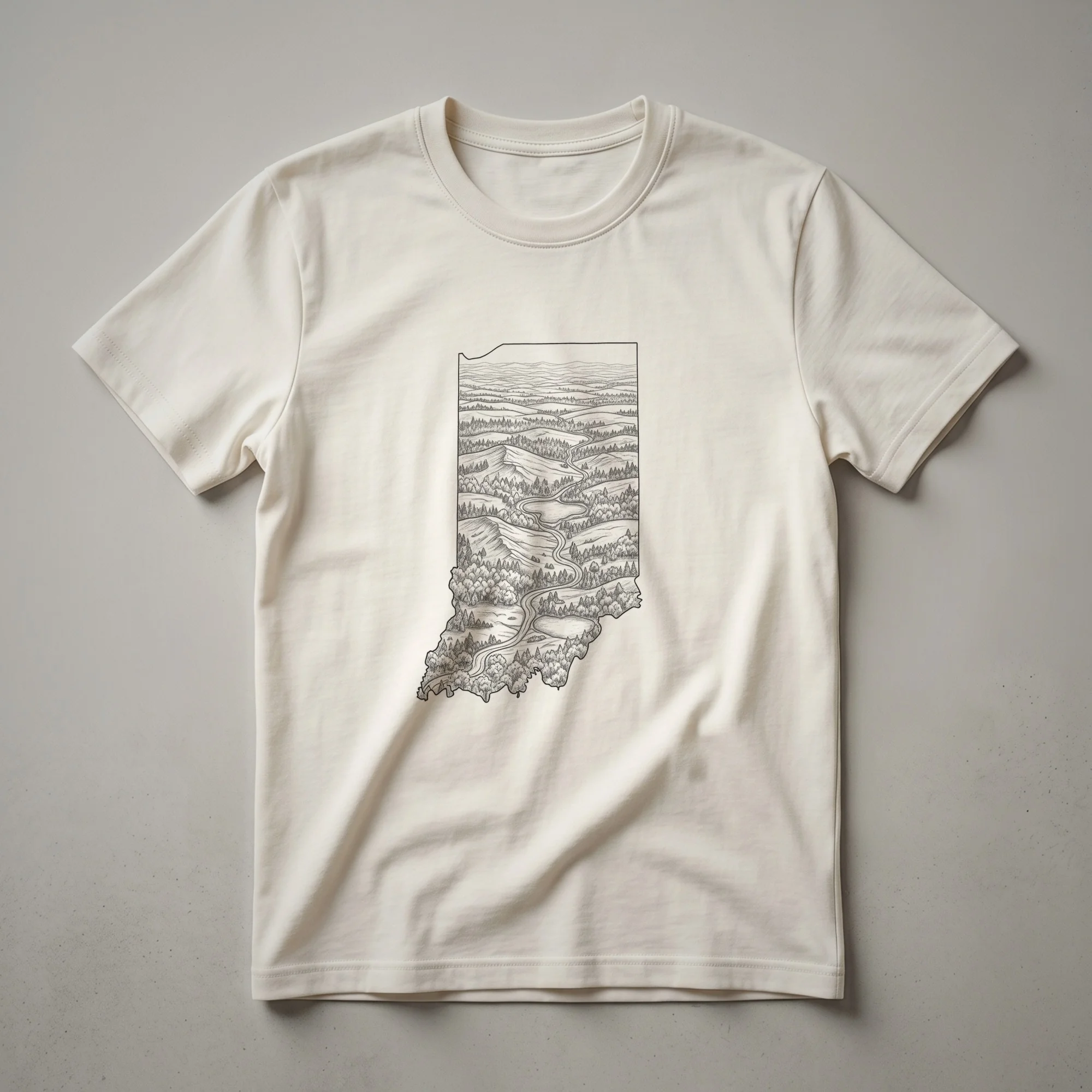 Indiana Sketch Landscape Graphic T-Shirt for Midwest Lovers