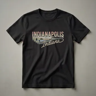 Retro Indianapolis Indiana Skyline Landscape Graphic T-Shirt