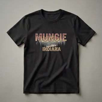 Retro Muncie Indiana Landscape Graphic T-Shirt for Hoosiers