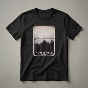Vintage Noblesville Indiana Landscape Sketch Graphic T-Shirt