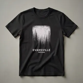 Vintage Evansville Indiana Pine Forest Graphic T-Shirt