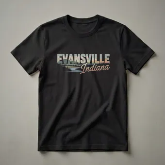 Retro Evansville Indiana Landscape Graphic T-Shirt