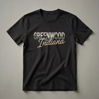 Retro Greenwood Indiana Landscape Graphic T-Shirt for Residents