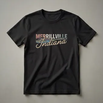 Retro Merrillville Indiana Mountain River Graphic T-Shirt
