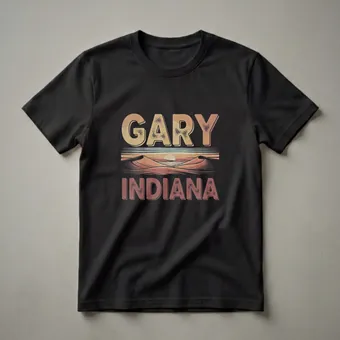 Retro Gary Indiana Sunset Dunes Graphic T-Shirt for Midwest Lovers