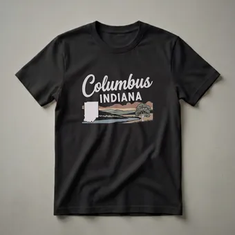 Retro Columbus Indiana Landscape Graphic T-Shirt for Hoosiers