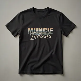 Retro Muncie Indiana Landscape Graphic Design T-Shirt for Hoosiers