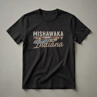 Retro Mishawaka Indiana River Landscape Graphic T-Shirt