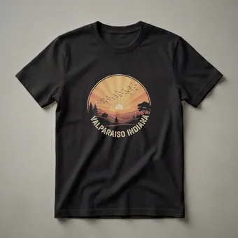 Retro Valparaiso Indiana Sunset Graphic T-Shirt for Midwest Lovers