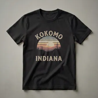 Retro Kokomo Indiana Sunset Landscape Graphic T-Shirt