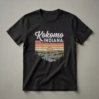 Retro Kokomo Indiana Sunset Landscape Graphic Design T-Shirt