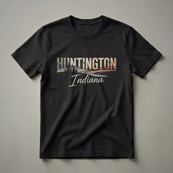 Retro Huntington Indiana Landscape Graphic T-Shirt