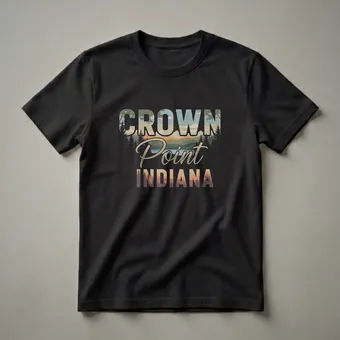 Retro Crown Point Indiana Landscape Graphic T-Shirt