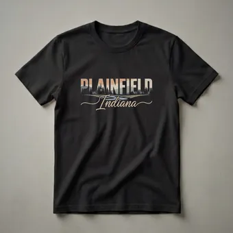 Retro Plainfield Indiana Landscape Graphic T-Shirt for Hoosiers