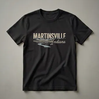 Retro Martinsville Indiana Landscape Graphic T-Shirt