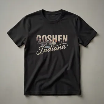 Retro Goshen Indiana Covered Bridge Landscape Graphic T-Shirt