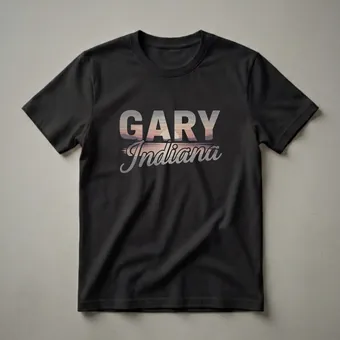 Retro Gary Indiana Sunset Landscape Graphic T-Shirt