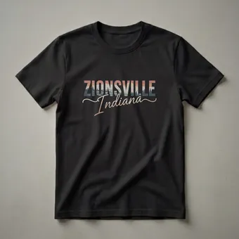 Retro Zionsville Indiana Landscape Graphic T-Shirt for Hoosiers