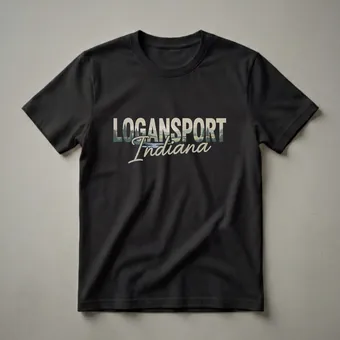 Retro Logansport Indiana Landscape Graphic T-Shirt for Hoosiers
