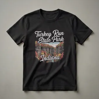 Turkey Run State Park Indiana Autumn Graphic T-Shirt for Nature Lovers